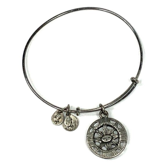 Alex and Ani Compass Charm Bracelet Silver Finish - Expands 2"- 3.5" - Picture 2 of 2